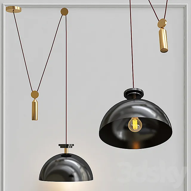 Pendant lamp Shape up Pendant Hemisphere Black designed by John Hogan 3DS Max Model