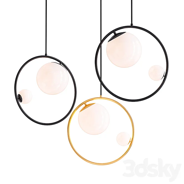 Pendant lamp with two glass balls 3DS Max Model
