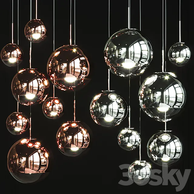 Pendant Light Group Tom Dixon MIRROR BALL FAMILY PENDANT 3ds Max
