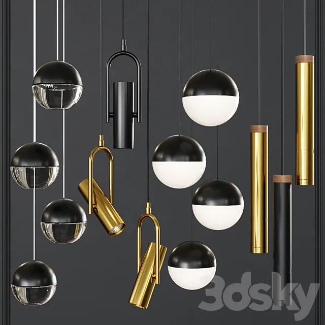 Pendant lights set 023 3ds Max