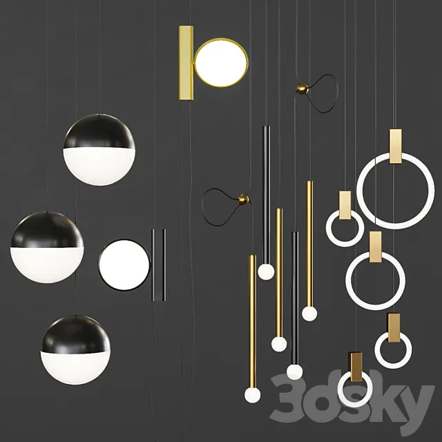 Pendant lights set 041 3DS Max Model