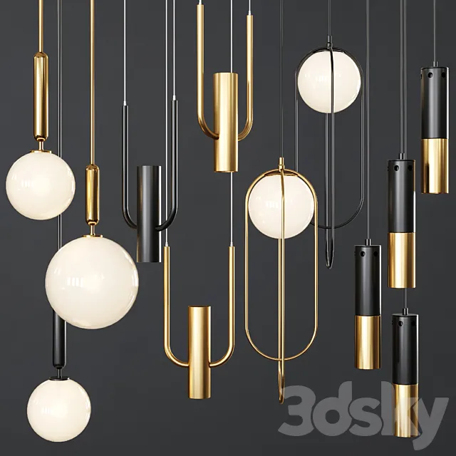 Pendant lights set 053 3DS Max Model