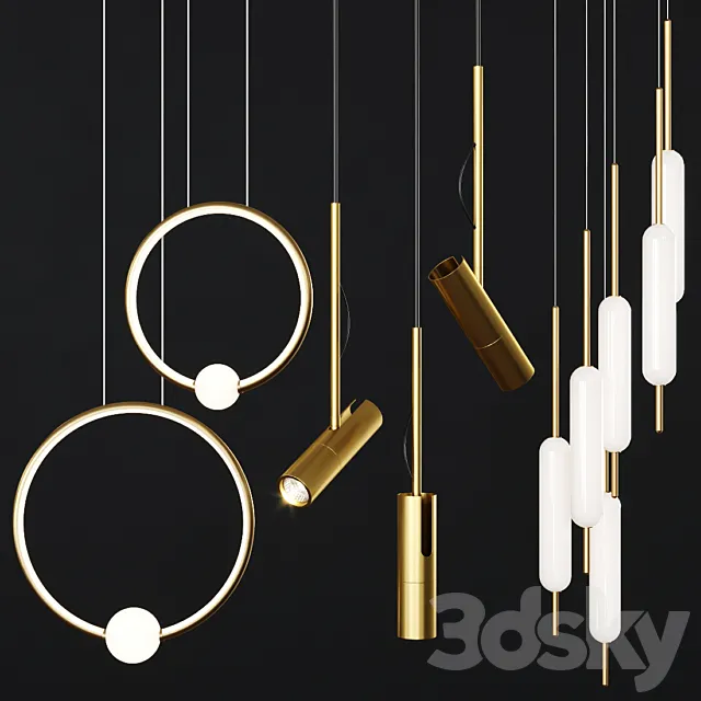 Pendant lights set 060 3ds Max