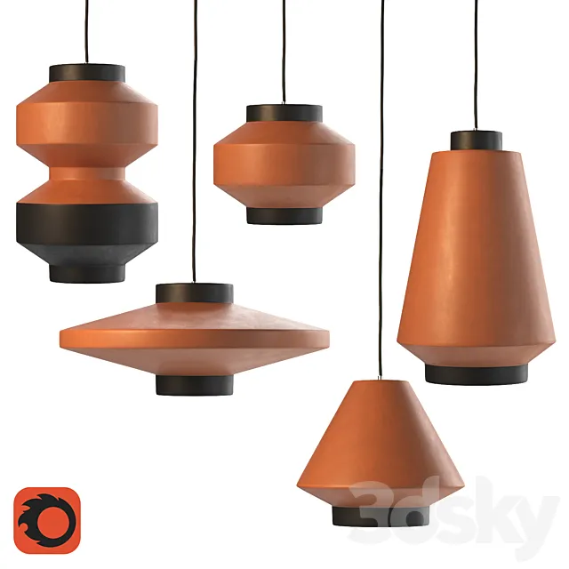 Pendant lights set “Praforma” by Ceramika Design 3DS Max Model