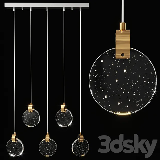 Pendant rectangular 5 light RENORD by Romatti 3ds Max