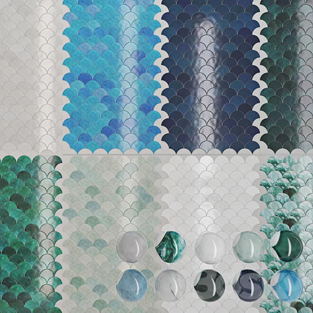 Pentaceramica fish scale tiles 3ds Max