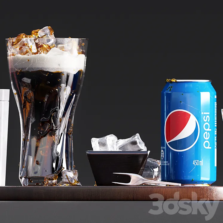 Pepsi set with french fries 3DS Max