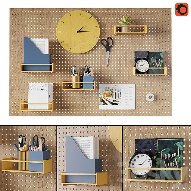 Perforated board organizer 3DSMax File