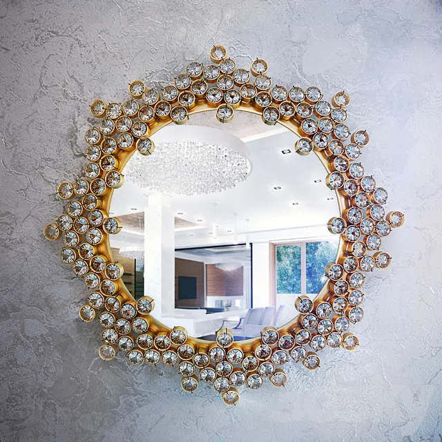 Petit Palwa Gilded Brass and Crystal Mirror 3DSMax File