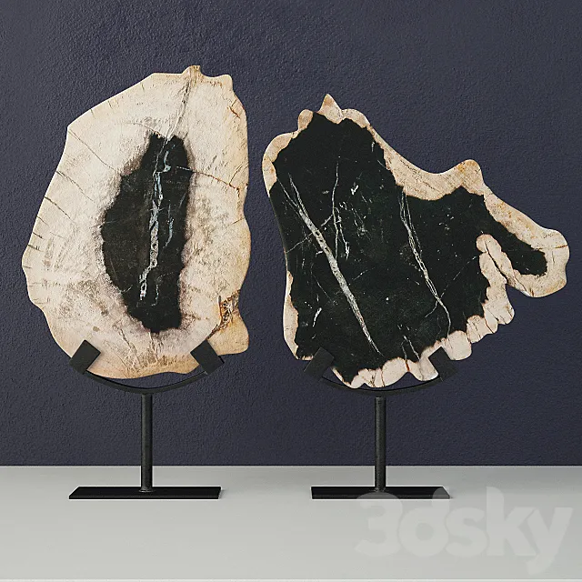 Petrified Wood Slices On Stand 3DS Max Model