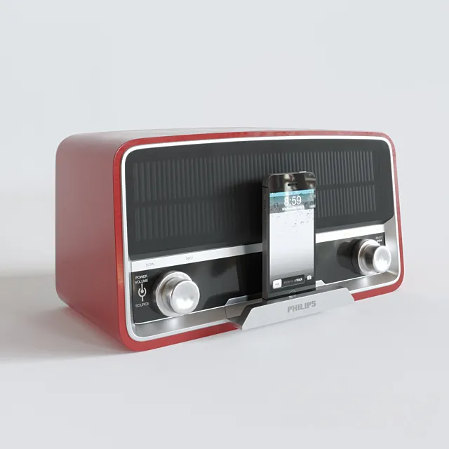 Philips radio receiver in retro style + iphone5s 3ds Max