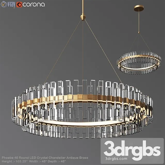 Phoebe 48 round led crystal chandelier antique brass 3dsmax Download