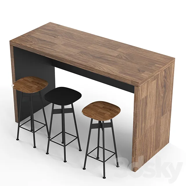 Pi stool set bar or counter stool and high table 3ds Max