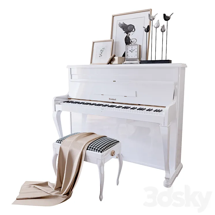 “Piano “”Weinbach”” white stool and decor (Piano Weinbach white banquet and decor YOU)” 3DS Max