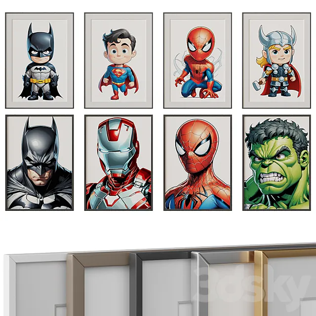 Pictures for children’s room “Superheroes” 3ds Max