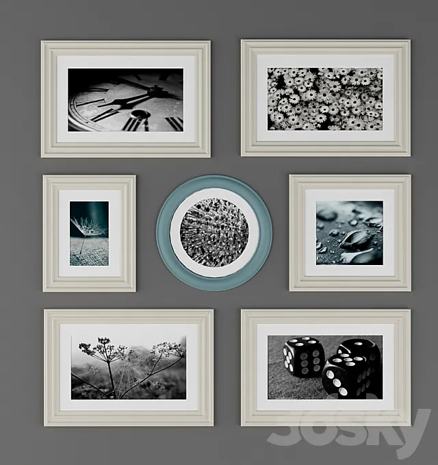 Pictures in frames with Matboard 3DSMax File