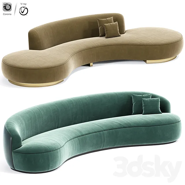 Pierre Augustin Rose Sofa And Serpentine Sofa Vladimir kagan 3ds Max