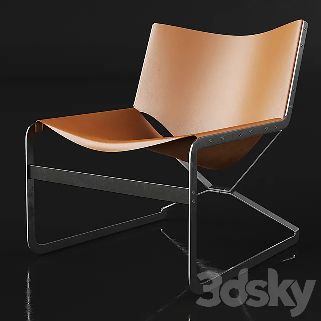 Pierre Paulin Leather and Steel Lounge Chair 3DS Max Model