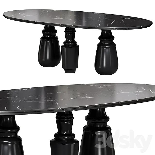 Pietra Oval Xl Nero Marquina Dining Table by Bocadolobo 3ds Max