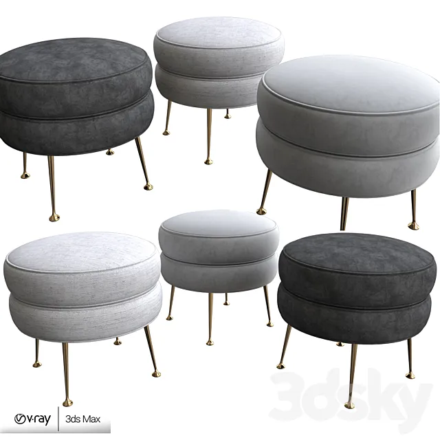 Pietro round ottoman 3DS Max Model