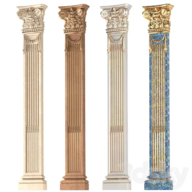 Pilaster in classic style. 3ds Max