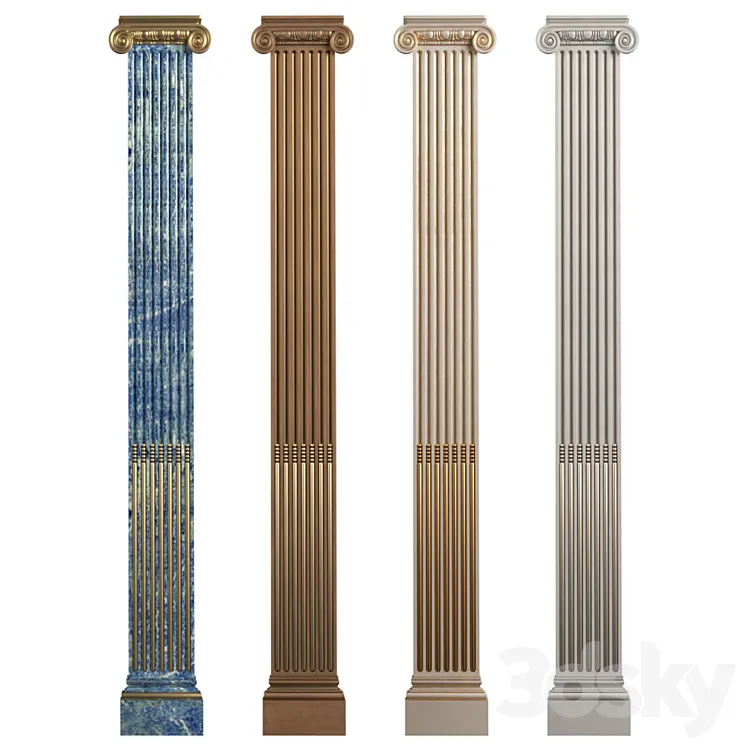 Pilaster with flute Ionic. 3DS Max
