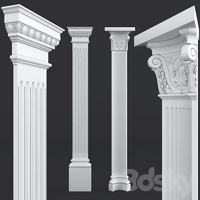 Pilasters of Sabur decor 3ds Max