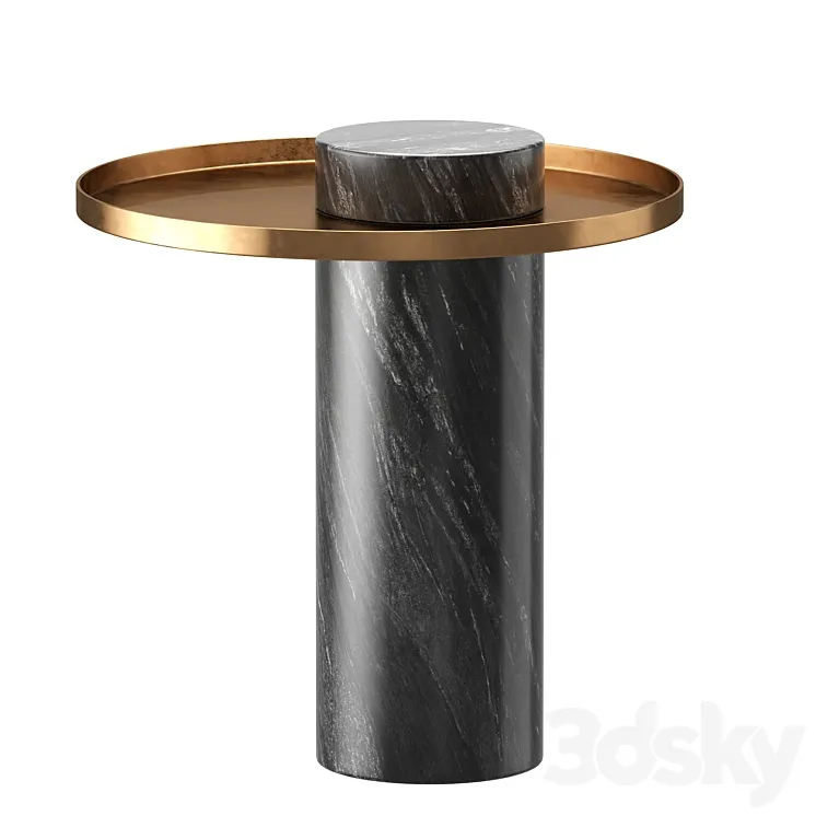 Pillar Side Table in Black Marble & Brushed Gold design by Nuevo 3DS Max