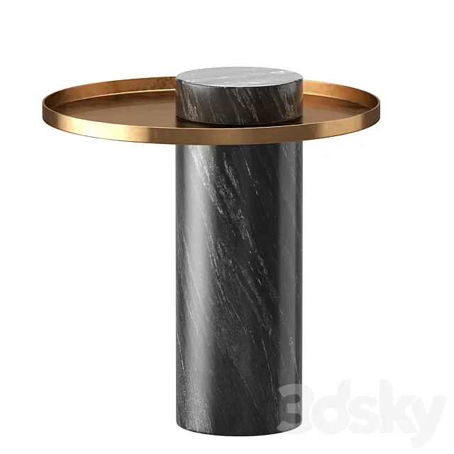 Pillar Side Table in Black Marble & Brushed Gold design by Nuevo 3DSMax File