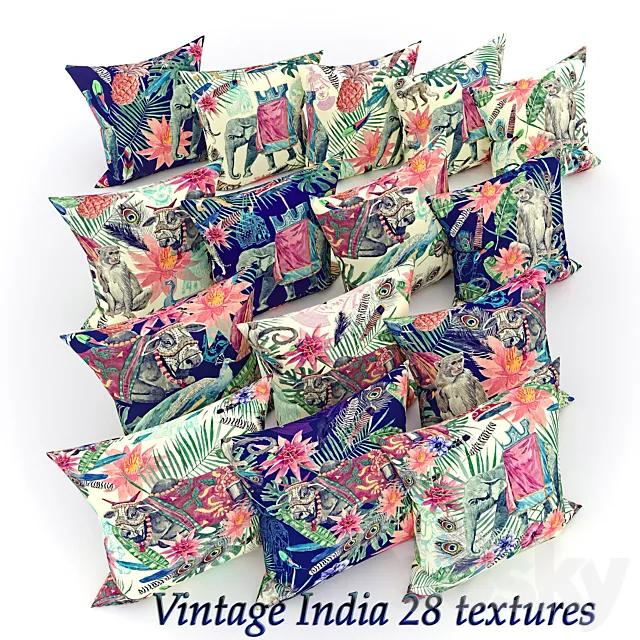 pillow set vintage India 3DS Max Model