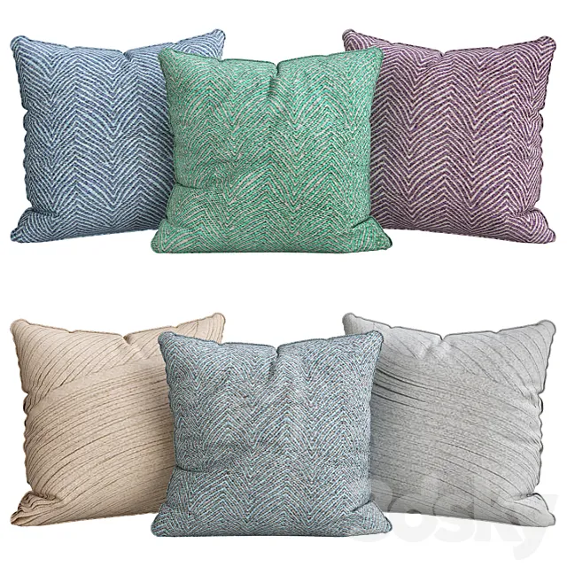 Pillows for sofa 6 pieces No. 114 3DSMax File