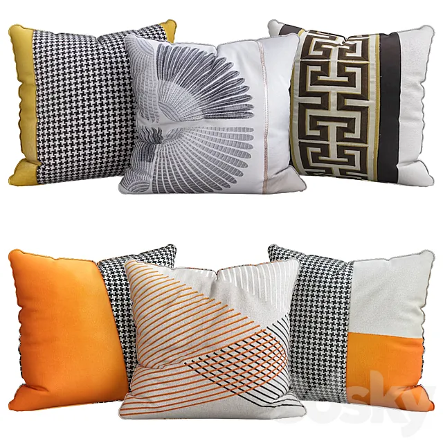 Pillows for sofa 6 pieces No. 47 3DS Max Model