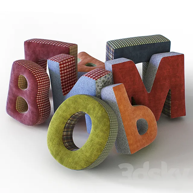 Pillows in the form of letters 3DSMax File