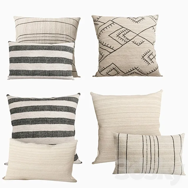 Pillows Restoration Hardware Collection Moroccan Jacquard Chenille 3ds Max