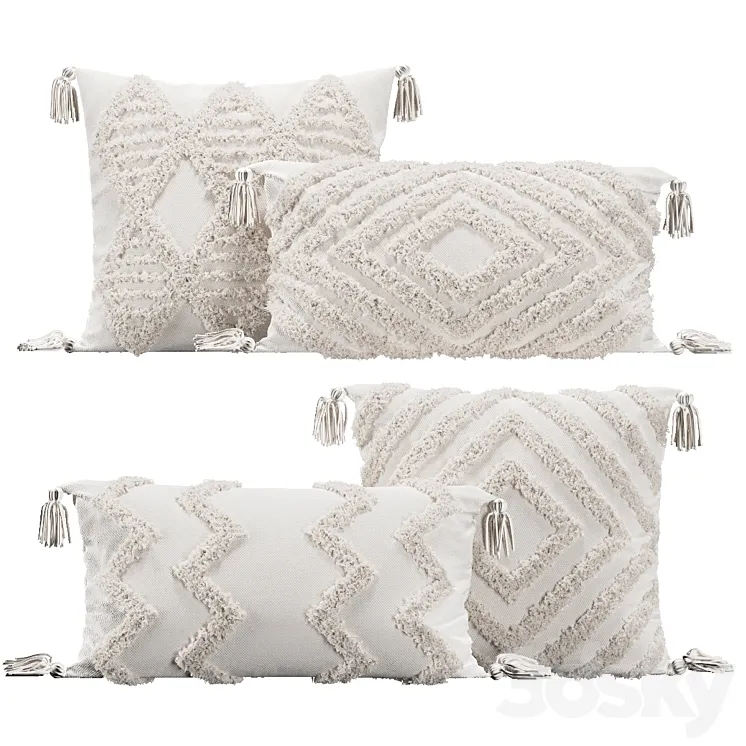 Pillows with fur geometric patterns 3DS Max Model