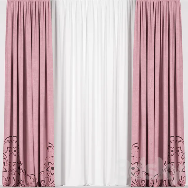 Pink curtains. 3DS Max Model