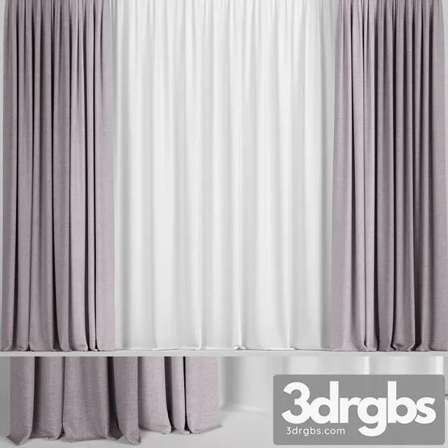 Pink curtains in two colors with tulle. 3dsmax Download