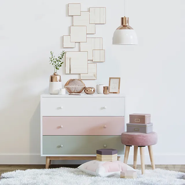 Pink decorative set – Maisons du Monde 3DS Max Model