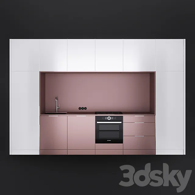 Pink & White Kitchen 3ds Max