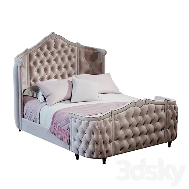 Pippa Tufted Queen Bed 3ds Max