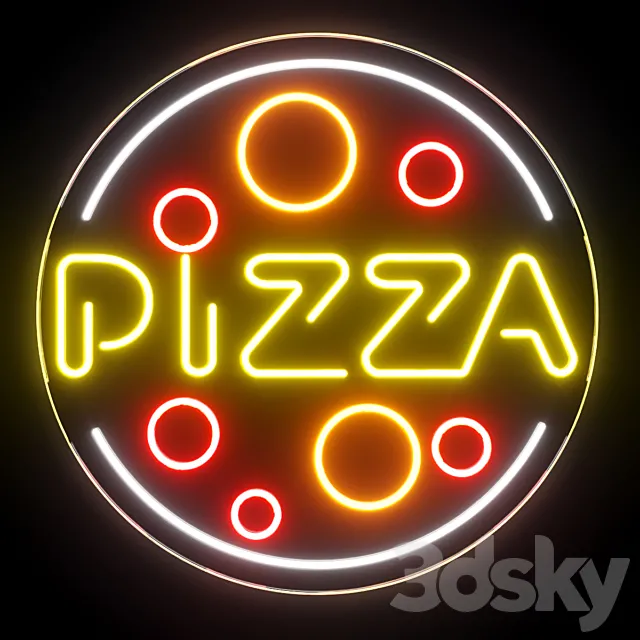 Pizza Neon Sign 3ds Max