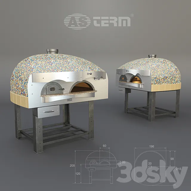 Pizza oven for firewood AsTerm D120VK 3DS Max Model