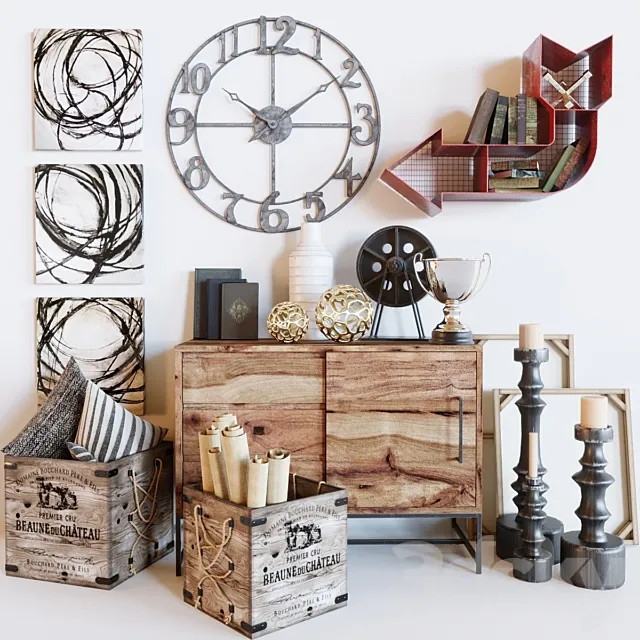 Plaidfox decoration set 02 3ds Max