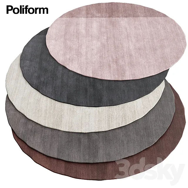 Plain gray poliform round rugs 3DS Max Model