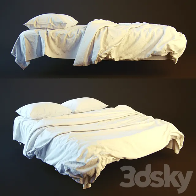 Plain white bed high poly 3DS Max Model