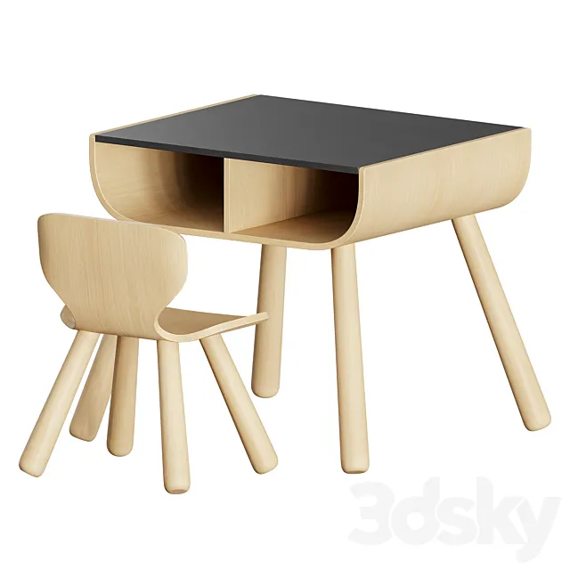 Plan Toys Black Table and Chair 3DSMax File