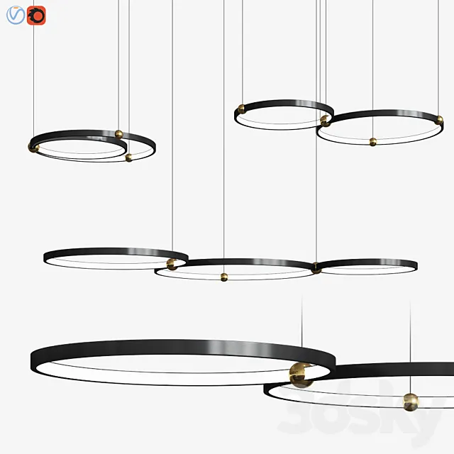 Planetary Rings Chandelier Lampatron 3DS Max Model