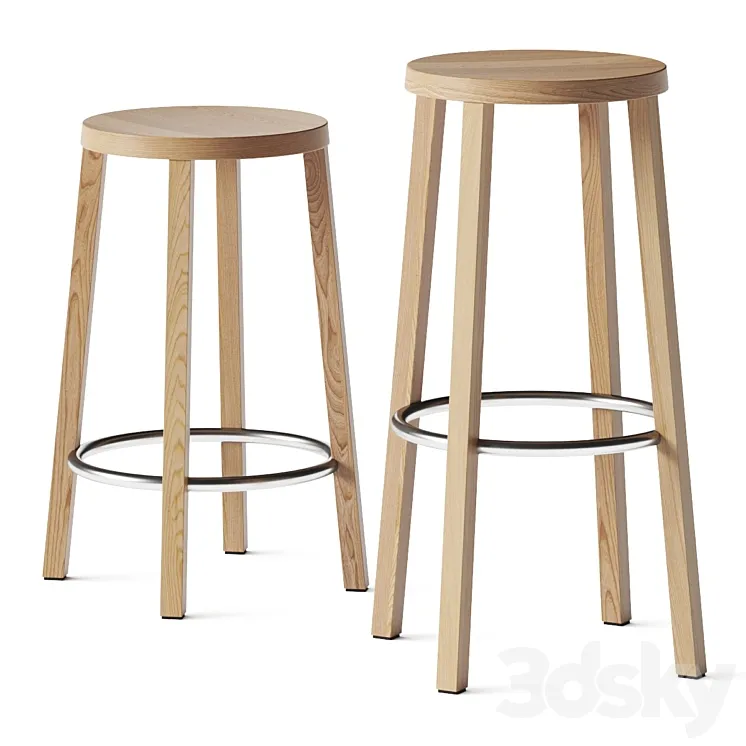Plank Blocco Barstools 3DS Max