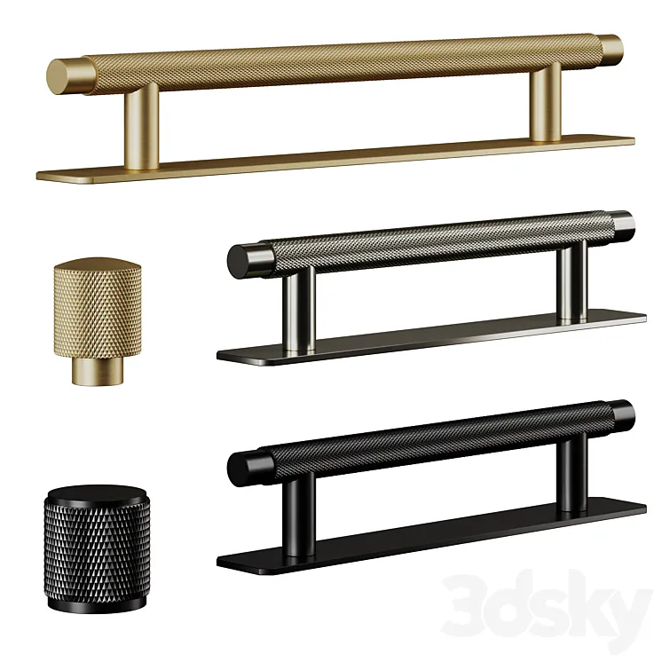 Plankhardware KEPLER Knurled T-Bar and BROOKS and FRANKLIN Knob 3DS Max Model