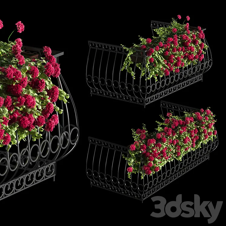 Plant geranium for the facade 3DS Max